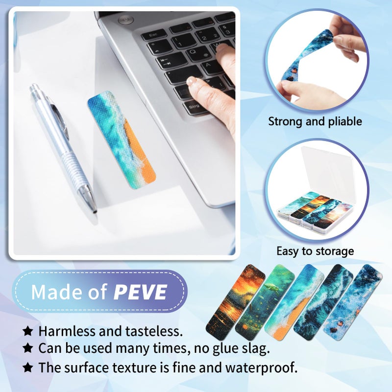 TOEMUR 48 Pieces Anxiety Sensory Stickers with Storage Box - Sensory Strips 2 Textured Surface Adhesives Fidget Strips for Office & Classroom Desk Relieve Adult & Teen Stress (Ocean Style) - Image 4